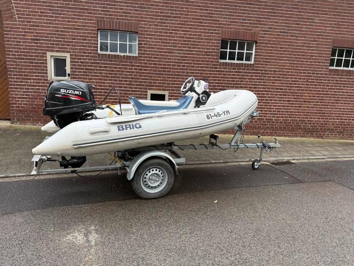 Complete set, Suzuki 25pk met Brig Rib + trailer!, Sports nautiques & Bateaux, Canots pneumatiques, Comme neuf, Autres marques