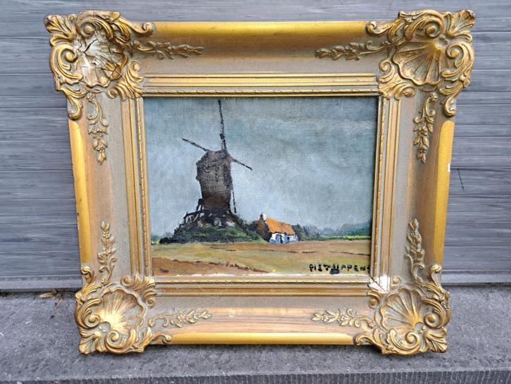 huile sur toile moulin signe piet lippens, Antiek en Kunst, Kunst | Schilderijen | Klassiek, Ophalen of Verzenden