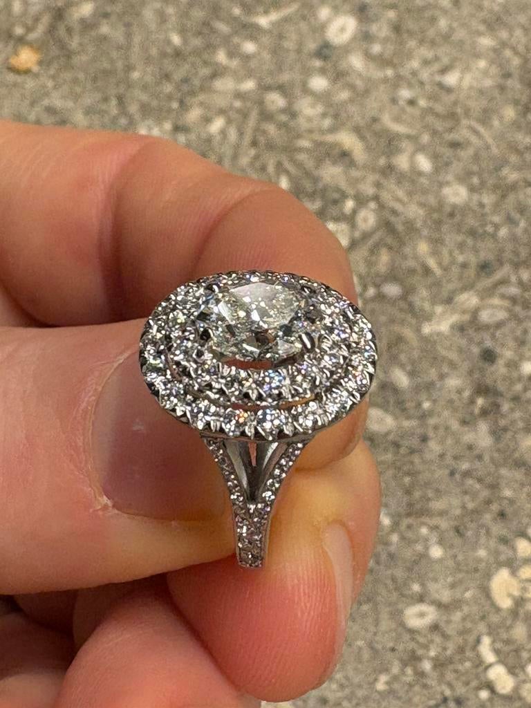 Sublieme ovalen verlovingsring in uitstekende staat, Enlèvement, Comme neuf, Femme