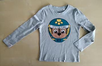  Mooie lichtgrijze longsleeve Paw Patrol, maat 116