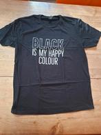 Qwertee T-shirt Black is my happy colour maat L ongedragen, Maat 52/54 (L), Zwart, Nieuw, Ophalen of Verzenden