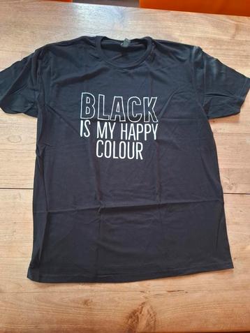 Qwertee T-shirt Black is my happy colour maat L ongedragen beschikbaar voor biedingen