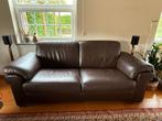 Donkerbruine Lederen Salon Natuzzi, Huis en Inrichting, Zetels | Zetels, Ophalen, Gebruikt, Klassiek, Rechte bank