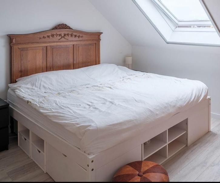 Bed 180 x 200 met veel opbergruimte, Huis en Inrichting, Slaapkamer | Bedden, Gebruikt, Tweepersoons, 180 cm, 200 cm, Hout, Wit