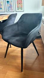 2 zwarte fluwelen stoelen tectake, Ophalen, Zo goed als nieuw, Zwart, Metaal