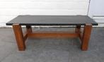 shabby chic brutalist vintage salon tafel leisteen eik, Antiek en Kunst, Ophalen