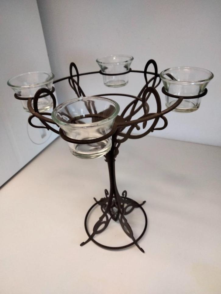 Original Chandelier en fer forgé brun  31 X 28cm, Antiquités & Art, Antiquités | Bougeoirs, Autres matériaux, Enlèvement ou Envoi