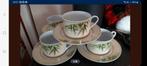 4 tasses + soucoupes motif bambou, Collections, Comme neuf, Enlèvement ou Envoi