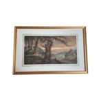 Aquarelle : "Paysage Animé" par Auguste Taurel 1859 - Suisse