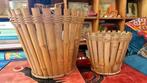 Bamboe bloempot, rotan, riet, webbing, vintage bloempot, Ophalen of Verzenden