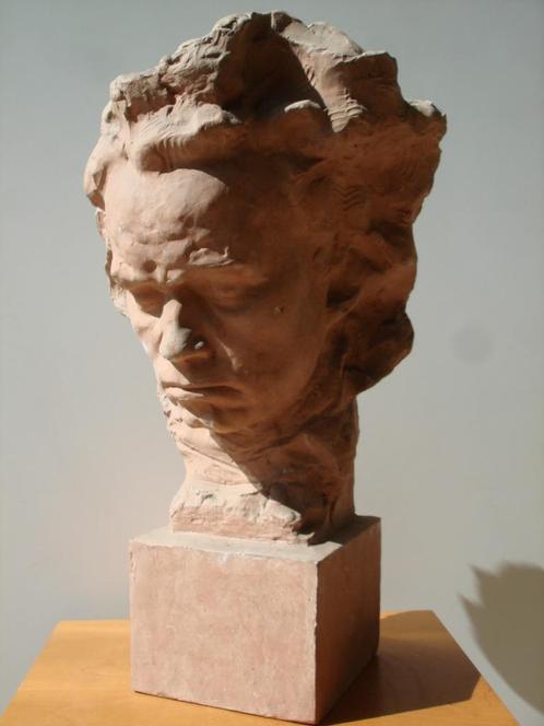 Victor DEMANET °1895-1964 buste Beethoven terre cuite P. U., Antiquités & Art, Art | Sculptures & Bois, Enlèvement