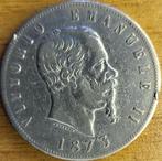 Italië 5 lire 1873 Ag.900 M BN Milaan KM#8.3 VF, Postzegels en Munten, Italië, Zilver, Ophalen of Verzenden, Losse munt