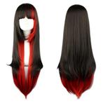 Carnaval Vampier pruik lang steil haar zwart rood, Bijoux, Sacs & Beauté, Beauté | Soins des cheveux, Perruque ou Extension de cheveux