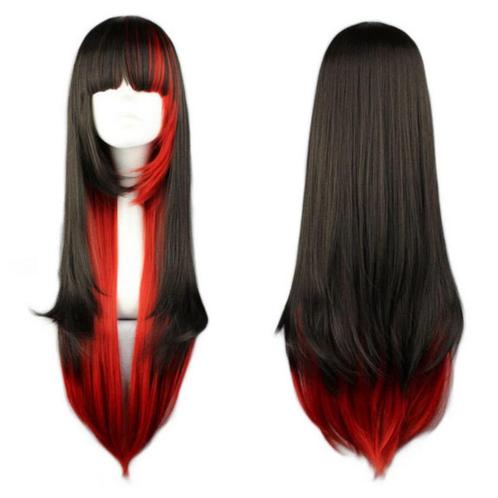 Carnaval Vampier pruik lang steil haar zwart rood, Handtassen en Accessoires, Uiterlijk | Haarverzorging, Nieuw, Pruik of Haarverlenging