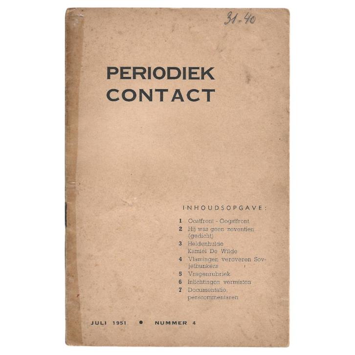 Vlaamse Oostfronters - Periodiek Contact - 1951, Verzamelen, Militaria | Tweede Wereldoorlog, Overige soorten, Boek of Tijdschrift