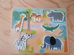Houten kinderpuzzel met wilde dieren, Ophalen of Verzenden, Zo goed als nieuw, Van hout, Minder dan 10 stukjes