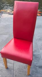 Set van 4 stoelen van leer en hout in zeer goede staat, Hout, Ophalen of Verzenden, Zo goed als nieuw, Vier