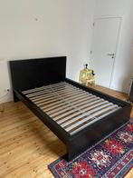 Lit MALM Noir 140x200cm + sommier, Ophalen, Gebruikt, Zwart, Tweepersoons
