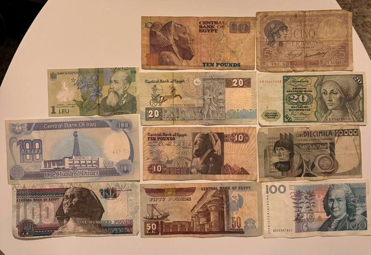 Internationale collectie oude bankbiljetten – 11 stuks, Postzegels en Munten, Munten en Bankbiljetten | Verzamelingen, Bankbiljetten