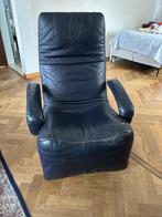 blauw lederen Jori relaxzetel Symphony roterend op voet, Ophalen, Overige materialen, Gebruikt, 60 cm of meer