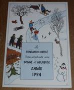 Tintin carte de voeux 1994 Hergé signé Fanny Rémi Kuifje, Comme neuf, Tintin, Autres types, Enlèvement ou Envoi