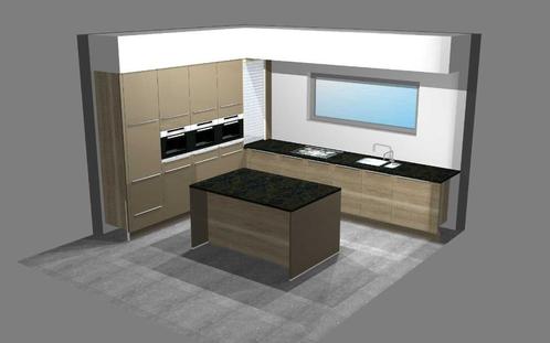 Moderne keuken, Huis en Inrichting, Keuken | Complete keukens, Gebruikt, Hoekkeuken, Overige kleuren, Graniet of Steen, Met kookeiland
