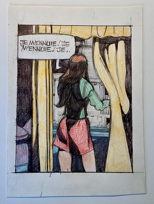 Originele tekening door J-M Brouyère (alias Jean Rose), Boeken, Stripverhalen, Ophalen of Verzenden