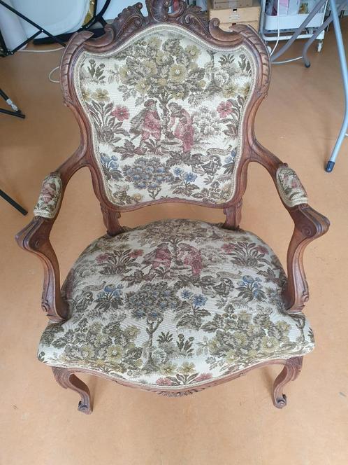 Klassieke zetelset, Huis en Inrichting, Zetels | Complete zithoeken, Gebruikt, Hout, Stof, Ophalen