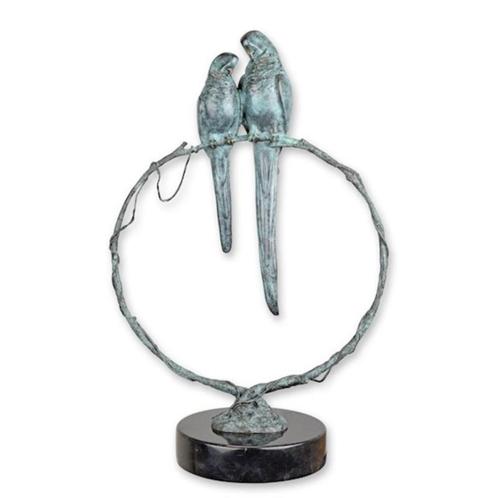 Bronzen Beeld van Papagaaien op een taak GRATIS LEVERING, Antiek en Kunst, Antiek | Brons en Koper, Brons, Verzenden