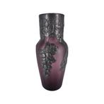 Vase Art Nouveau en Opaline Violet - Décor Raisins en Étain, Antiquités & Art, Antiquités | Vases, Enlèvement ou Envoi