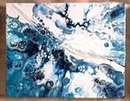 Abstract Modern Acryl canvas 24*30cm 2stuks wit/blauw, Enlèvement ou Envoi