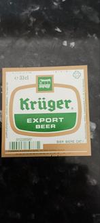 Bieretiket Kruger export beer interbrew Brussel, Verzamelen, Ophalen of Verzenden, Zo goed als nieuw