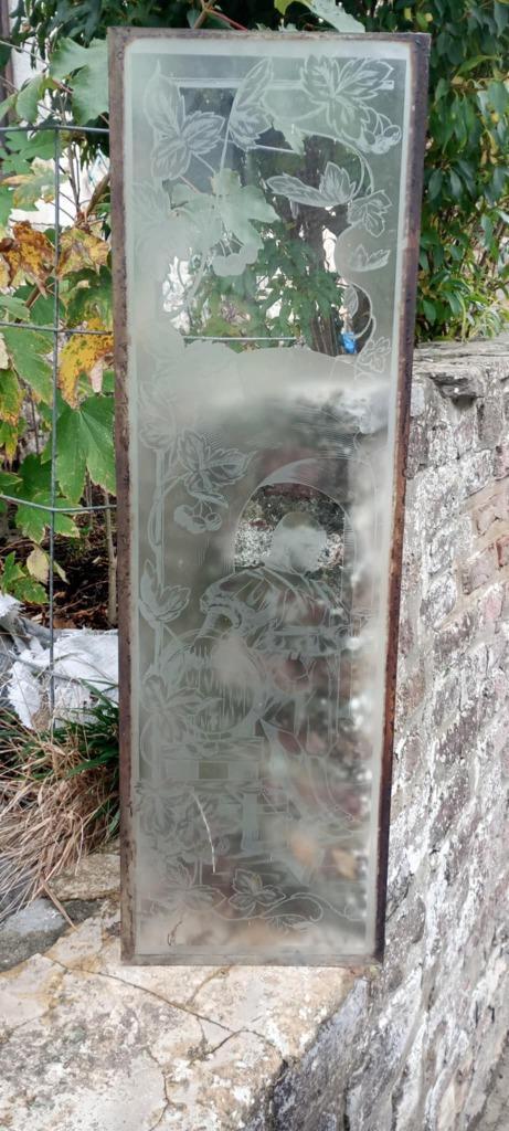 Glasbier in de bistro of brasserie met lambiekbrouwer, Verzamelen, Biermerken, Gebruikt, Reclamebord, Plaat of Schild, Overige merken