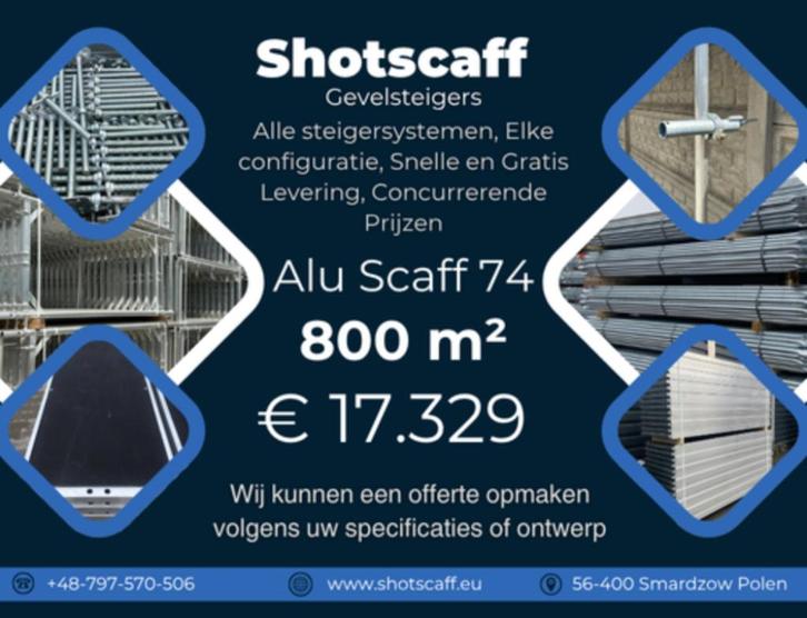 Alu Gevelsteiger | 800 m² | Plettac, Doe-het-zelf en Bouw, Steigers, Nieuw, Gevelsteiger, 5 meter of hoger, Verzenden