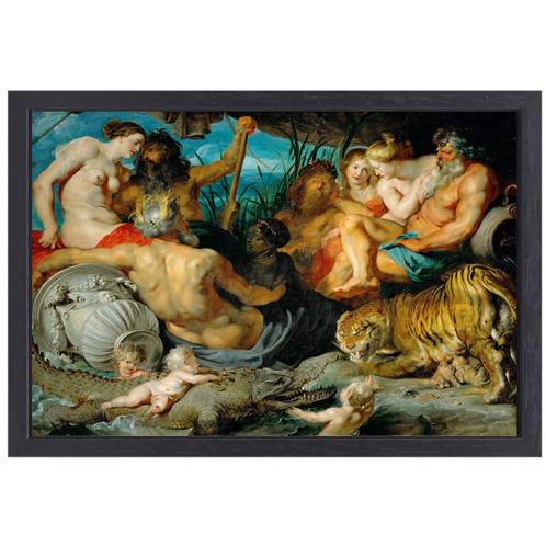 De vier continenten - Peter Paul Rubens canvas + baklijst 70, Huis en Inrichting, Woonaccessoires | Schilderijen, Tekeningen en Foto's