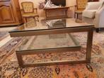 prachtige grote woonkamertafel onberispelijk staalglas, Ophalen, Gebruikt, 100 tot 150 cm, Glas