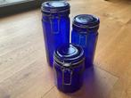 3 blauwe voorraadpotten, Antiek en Kunst, Ophalen