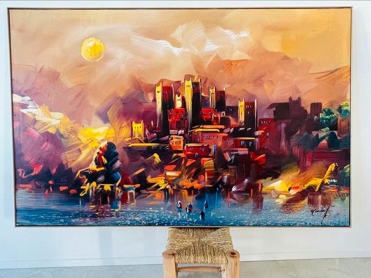 Magnifique Tableau Berbère signé El Hassani A., Antiek en Kunst, Kunst | Schilderijen | Klassiek, Ophalen