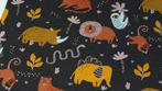 Promo! 5641) 145x50cm tricot leeuw tijger aap antraciet, 120 cm of meer, Zwart, Nieuw, Ophalen of Verzenden