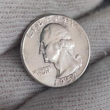 Piece de monnaie / USA / Quarter Dollar / 1957 / Argent .900, Enlèvement ou Envoi, Amérique du Nord, Monnaie en vrac, Argent