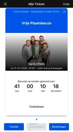 Bankzitters ticket golden cirlce 21 maart 20:00, Tickets en Kaartjes, Eén persoon, Maart