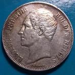 België 5 frank zilver Leopold I blootshoofds 1852, Zilver, Ophalen of Verzenden, Losse munt, Zilver