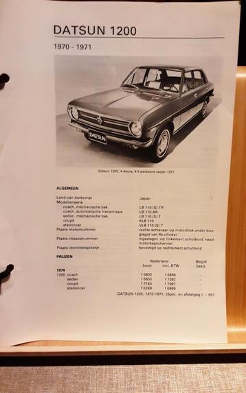 Datsun 1200 technische fiche, Boeken, Ophalen of Verzenden, Zo goed als nieuw