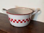 Oude geëmailleerde Franse kookpot wit rood motief, Ophalen