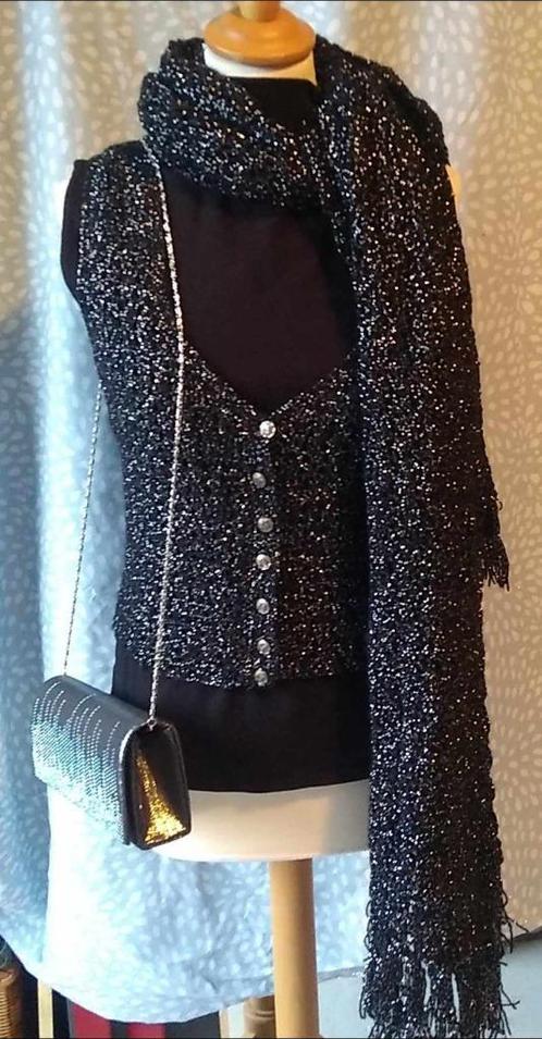 setje van top, glitter gilet, glitter sjaal, nieuwe handtas, Kleding | Dames, Gelegenheidskleding, Maat 38/40 (M), Grijs, Ophalen of Verzenden