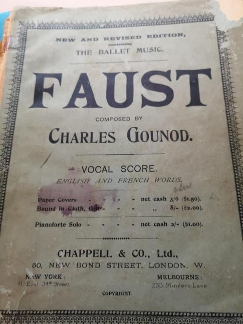 Gounod's Faust Opera Bladmuziek, Muziek en Instrumenten, Bladmuziek, Gebruikt, Overige soorten, Klassiek, Ophalen of Verzenden
