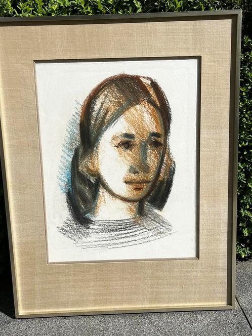 Marcel COCKX pastel aquarelle portret jonge vrouw, Schleiper, Antiek en Kunst, Kunst | Schilderijen | Modern, Ophalen