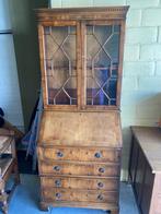 Secretaire kast antiek met glas, Antiek en Kunst, Ophalen