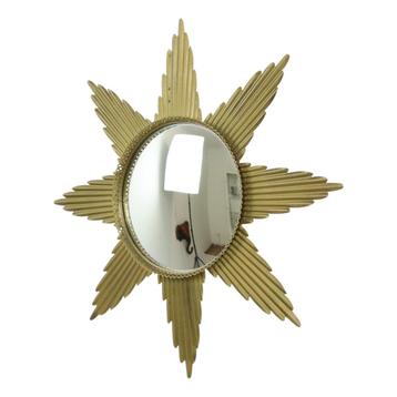 Grote Starburst Sunburst Spiegel Convex Goudkleurig Metaal beschikbaar voor biedingen