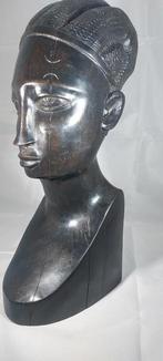 Ebbenhouten buste +- 38 cm mooie patine, Antiek en Kunst, Ophalen of Verzenden